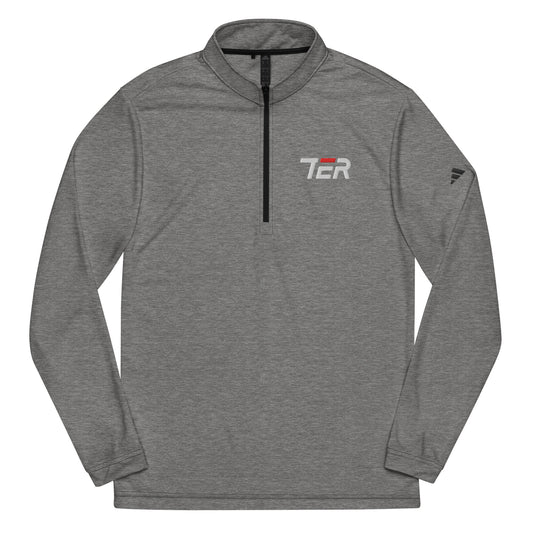 Gray long-sleeve pullover with TER logo on a white background
